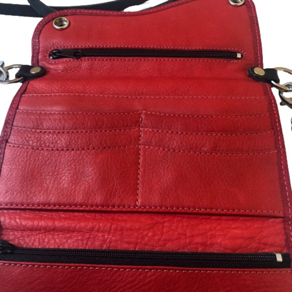 KAHLILA Red Tooled Leather Crossbody Wallet Purse Bag - Picture 10 of 16